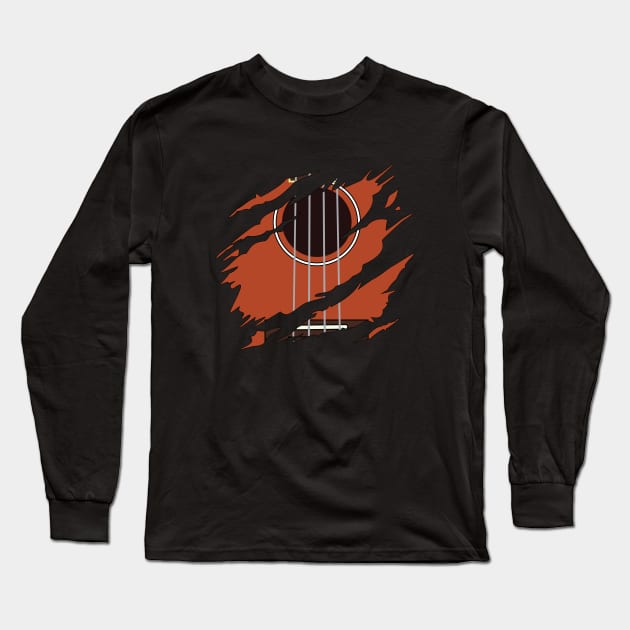 Ripped Ukulele Mahogany Color Long Sleeve T-Shirt by nightsworthy